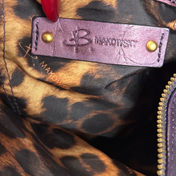 B. Makowsky Deep Purple Leather Shoulder Bag - Picture 11 of 12